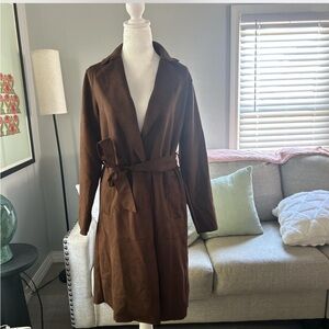Brown suede trench coat